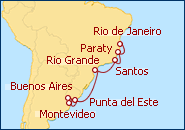 Ver el itinerario del Crucero Brasil, Uruguay y Argentina