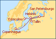 Ver el itinerario del Crucero Suecia, Estonia, Rusia, Finlandia y Dinamarca