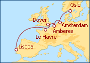 Ver el itinerario del Crucero De Portugal a Noruega