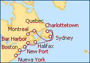 Ver el itinerario del Crucero Estados Unidos y Canada
