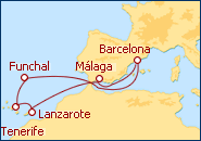Ver el itinerario del Crucero Barcelona e Islas Canarias