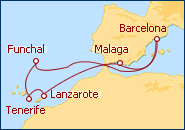 Ver el itinerario del Crucero Barcelona e Islas Canarias I