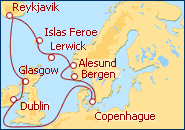 Ver el itinerario del Crucero Noruega, Islandia y Islas Faroe  
