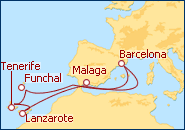 Ver el itinerario del Crucero M�laga e Islas Canarias 