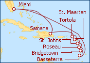 Ver el itinerario del Crucero Miami y Caribe Sur II