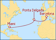 Ver el itinerario del Crucero Transatl�ntico desde Miami a Barcelona 