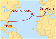 Ver el itinerario del Crucero De Miami a Barcelona