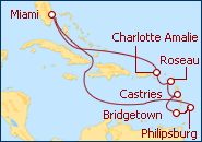 Ver el itinerario del Crucero Caribe del Sur I 