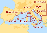 Ver el itinerario del Crucero Espa�a, italia y la Costa Dalmata