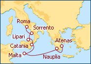 Ver el itinerario del Crucero Italia y Grecia