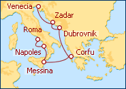 Ver el itinerario del Crucero Italia, Grecia y Croacia