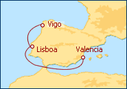 Ver el itinerario del Crucero Espa�a, Portugal