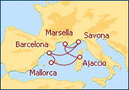 Ver el itinerario del Crucero Baleares, Francia, Italia