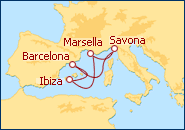 Ver el itinerario del Crucero Baleares, Francia e Italia