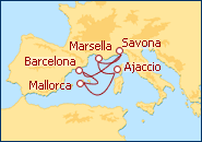 Ver el itinerario del Crucero Baleares, Francia, Italia