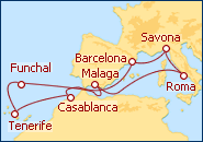 Ver el itinerario del Crucero Madeira, Italia, Marruecos