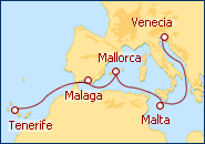 Ver el itinerario del Crucero ESpa�a, Malta, Italia