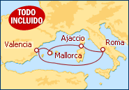 Ver el itinerario del Crucero Espa�a, Italia, C�rcega, Baleares - Todo Incluido