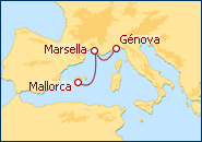 Ver el itinerario del Crucero Espa�a, Francia, Italia