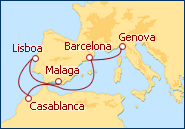 Ver el itinerario del Crucero Italia, Espa�a, Portugal, Marruecos