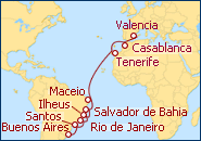 Ver el itinerario del Crucero Espa�a, Marruecos, Brasil