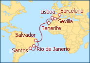 Ver el itinerario del Crucero de Barcelona a Sao Paulo