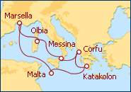 Ver el itinerario del Crucero Francia, Italia, Grecia