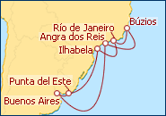 Ver el itinerario del Crucero Argentina, Brasil, Uruguay 2013