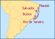 Ver el itinerario del Crucero Argentina, Uruguay, Brasil 