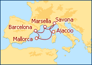Ver el itinerario del Crucero Baleares, C�rcega