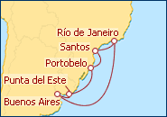 Ver el itinerario del Crucero Entre Samba y Tango II