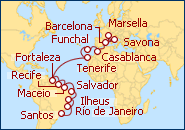 Ver el itinerario del Crucero Brasil, Madeira, Espa�a, Malta, Grecia, Croacia 2013