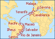 Ver el itinerario del Crucero Espa�a, Marruecos, Brasil