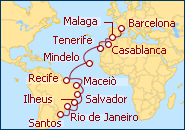 Ver el itinerario del Crucero Espa�a, Marruecos, Brasil