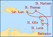 Ver el itinerario del Crucero Caribe del Sur 