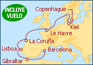Ver el itinerario del Crucero Alemania, Francia, Espa�a, Portugal, Gibraltar, Italia