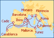 Ver el itinerario del Crucero Mediterraneo al Completo