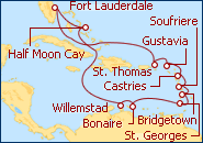 Ver el itinerario del Crucero Caribe Sur