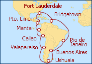 Ver el itinerario del Crucero Gran Viaje a Sudam�rica y Ant�rtida 2013