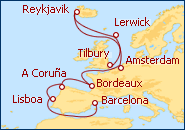 Ver el itinerario del Crucero Reino Unido, Islandia y Francia