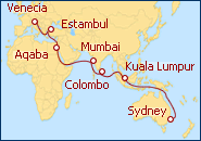 Ver el itinerario del Crucero Gran Transatl�ntico de Venecia a Sydney 2013