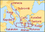 Ver el itinerario del Crucero Mediterraneo e Islas Griegas: de Roma a Venecia