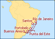 Ver el itinerario del Crucero Brasil, Argentina, Uruguay 