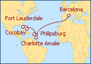 Ver el itinerario del Crucero de Barcelona a Miami 
