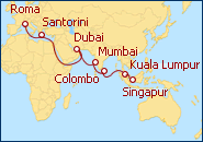Ver el itinerario del Crucero De Roma a Singapur 2013