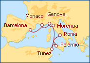 Ver el itinerario del Crucero De Roma a Barcelona 2013