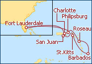 Ver el itinerario del Crucero Florida y Barbados 2013