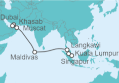 Itinerario del Crucero De Singapur a Dubái  - AIDA