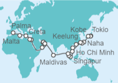 Itinerario del Crucero De Tokio a Palma de Mallorca - AIDA