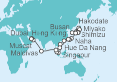 Itinerario del Crucero De Tokio a Dubái - AIDA